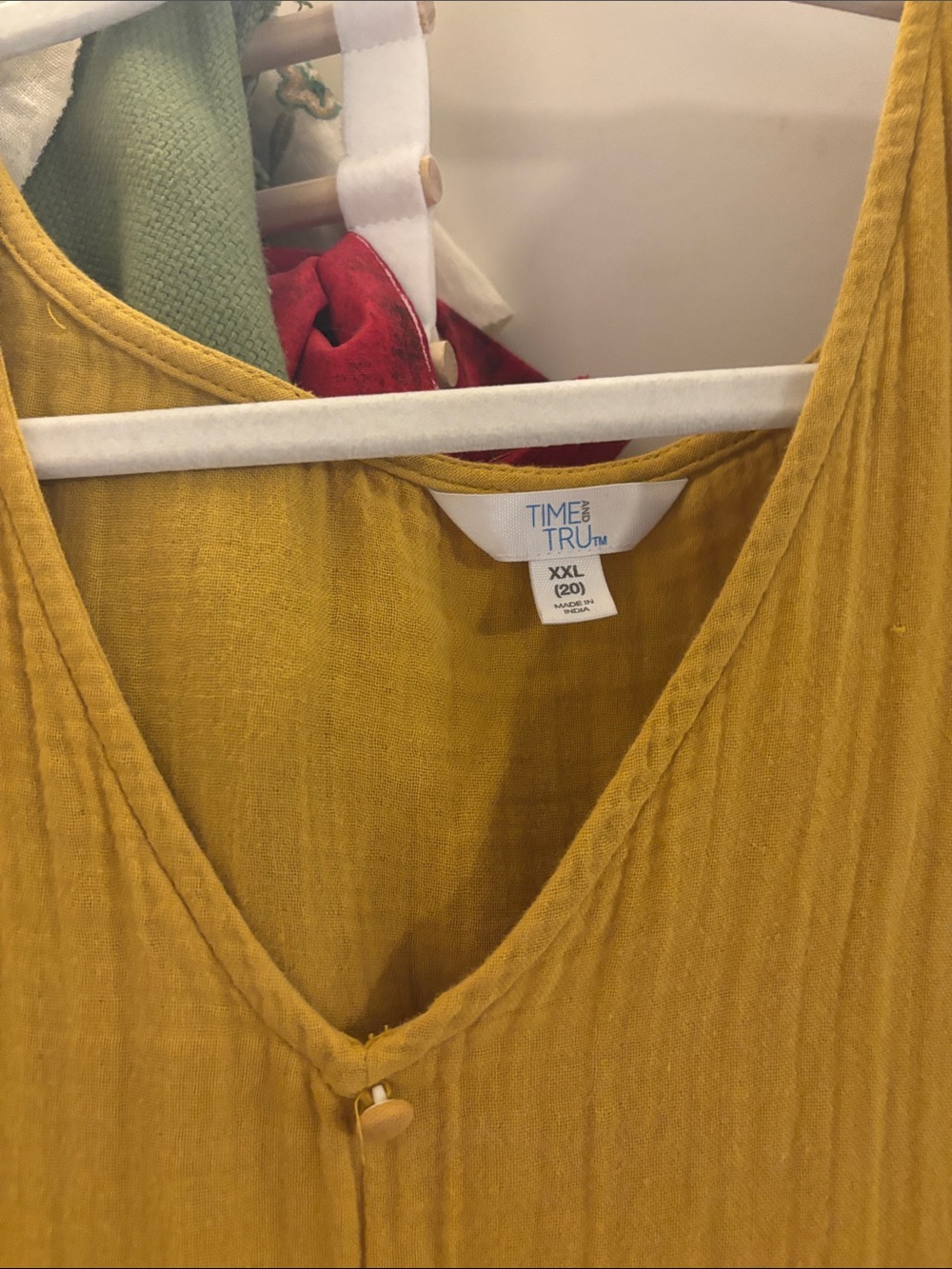 Time and Tru Mustard V-Neck Short-Sleeve Midi Dress - Picture 2 of 4